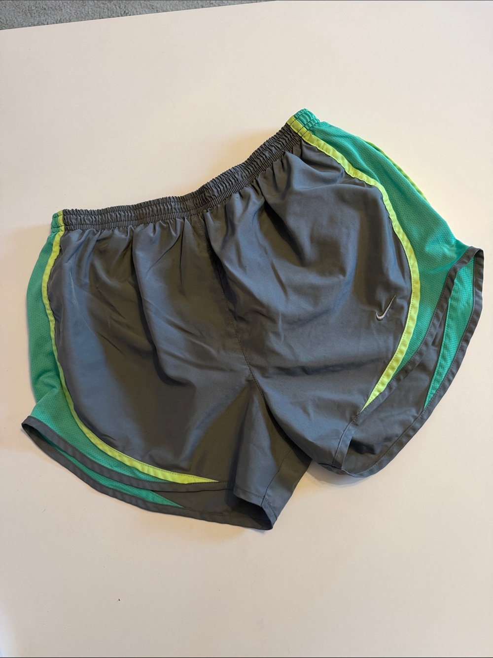 Nike Women’s Gray and Green Athletic Running Shorts